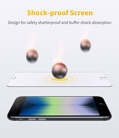 UNBREAKcable Protective Glass for iPhone SE 2022/2020, Pack of 2 Screen Protector for iPhone SE 2020/8/7/6/6s, [9H Hardness], 2.5D Double Defense Series Screen Protector, Scratch-Resistant,