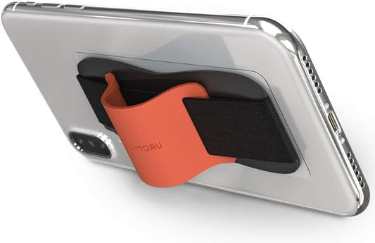 Sinjimoru Phone Grip with Silicone Band – Comfortable One-Hand Holder & Kickstand for Smartphones, Tablets, and eReaders for iPhone, Android, and Kindle Sinji Grip Silicone Clementine