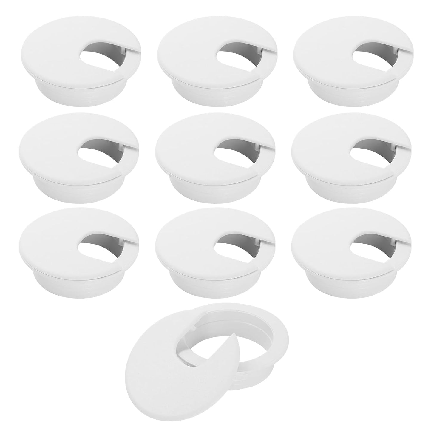 2" White Desk Grommet, JTemgle Plastic Cable Hole Cover Computer Table Cord Wire Organizer Caps Desktop Cord Management for Home Office TV Stands Tabletops, 10 Pieces