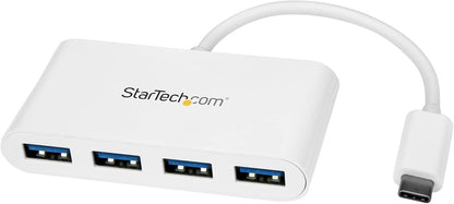 StarTech.com 4 Port USB C Hub with 4x USB-A Ports (USB 3.0 SuperSpeed) - USB Bus Powered - Portable/Laptop USB-C to USB-A Adapter Hub - USB 3.0 (5Gbps) Type-C Hub - White (HB30C4ABW)