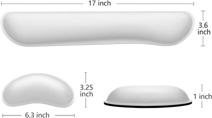 Dapesuom Enlarge Keyboard Wrist Rest, Memory Foam Wrist Cushion for Desk Mats Support, Cute Typing Pain Relief Keyboard Mouse Pad Rests Set with Non-Slip Base for Gaming Laptop Office, Ivory White