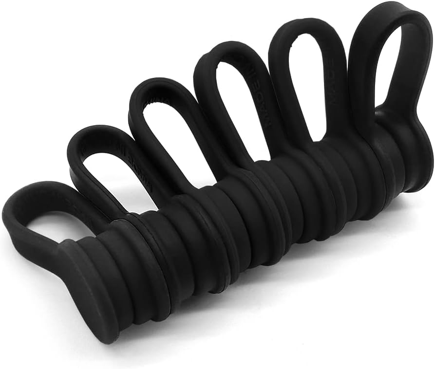 Viaky 6 Pcs Black Magnetic Cable Clips Organizer Earbuds Cords Winder Bookmark Whiteboard Noticeboard Fridge Straps USB Manager Keeper Wrap Ties for Kitchen, Home, Office and School