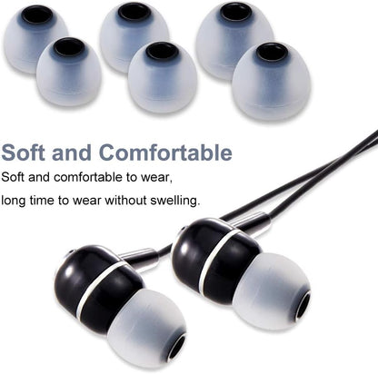 Earbud Tips Soft Silicone Earbuds Replacement Tips Fit for in-Ear Headphones(Inner Hole from 3.8mm - 4.0mm Earphones) 9 Pairs S/M/L,Gray/Black