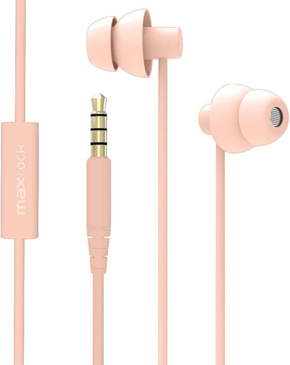 MAXROCK (TM Super Mini Total Soft Silicon Earbuds Headphones with Mic Music Sleep Choice for Cellphones Ipad Tablet Mp3 Laptop and Most 3.5mm Audio Player (Coral Pink)