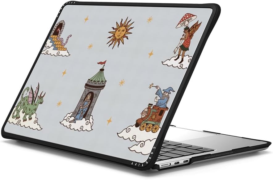 CASETiFY Impact MacBook Air 13.6" (M2-M4) Case [Cushioned Impact Corners/Scratch-Resistant/Anti-Slip Grip] - up in The Medieval Clouds - Clear Black