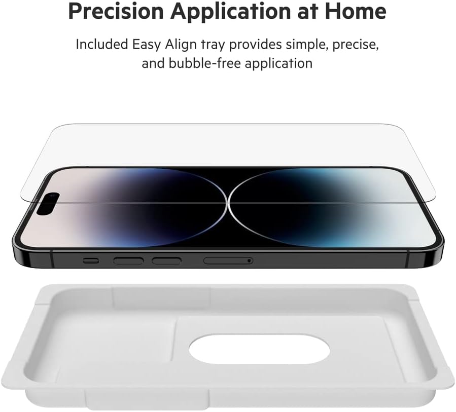 Belkin TemperedGlass iPhone 14 Pro Max Screen Protector - iPhone 14 Pro Accessories - Easy Application With Installation Guide Tray - Tempered Glass Antimicrobial Screen Protector - 9H Hardness Tested