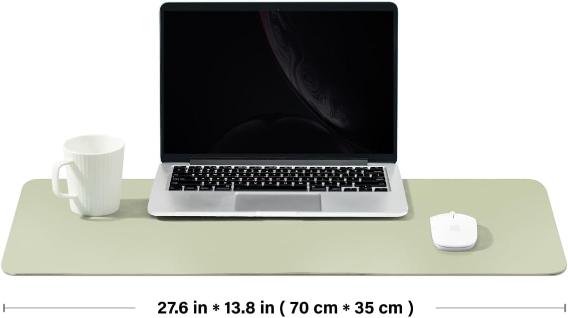 Cork Desk Mat - Dual-Sided Desk Pad for Office and Home - Desk Organization and Accessories - Ideal for Large Mouse Pad and Desk Mats on Top of Desks(Light Green,27.6"x 13.8")