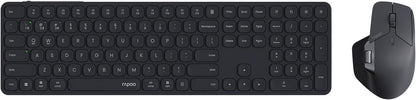 Rapoo 9560M Wireless Keyboard and Mouse Combo, Blade-Series E9550L 110-Key Ultra-Thin Keyboard and MT760SE Wireless Mouse, Support 4 Devices, Quiet, USB-C, Rechargeable, for Windows/Mac/Linux/Chrome