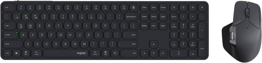 Rapoo 9560M Wireless Keyboard and Mouse Combo, Blade-Series E9550L 110-Key Ultra-Thin Keyboard and MT760SE Wireless Mouse, Support 4 Devices, Quiet, USB-C, Rechargeable, for Windows/Mac/Linux/Chrome