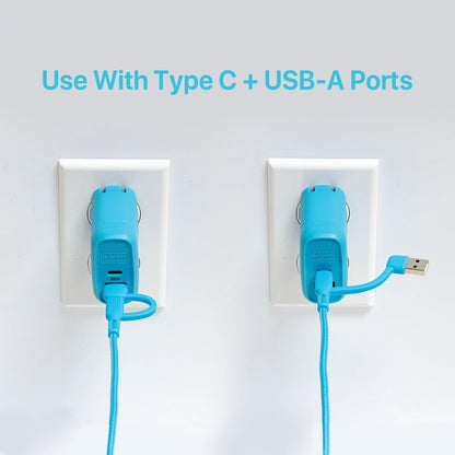 BLACK+DECKER USB C Multi Charging Cable, Fast Multi Charger Cable w/Adapter, Braided 2 in 1 Multiple USB Cable, Universal Charging Cord w/Type C/USB Adapter for iPhone 16 15/Samsung/LG/Tablets/More