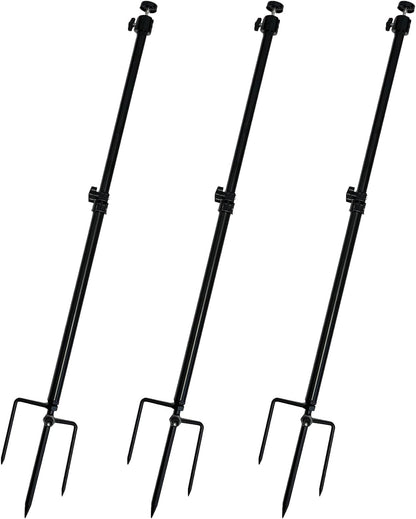 Trail Camera Mount,Height Adjustable (15.7"-28.3") & 360° Rotating Stake,Dual-Mode Base for Soft/Hard Ground Post,Game Cam Stand with 1/4"-20 Thread, Metal pole for Solar Panels,Hunting,Wildlife.3Pcs