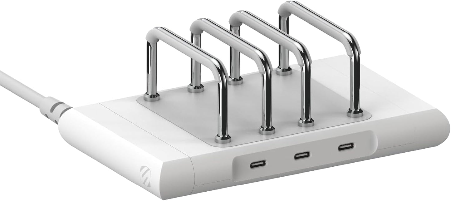 Scosche BL2MD BaseLynx™ 2.0 Vert, 60W USB-C Vertical Charging Station for Multiple Devices, Charger Organizer with 3 PD Fast Charge Ports, Modular System Compatible with Apple iPhone & iPad, White