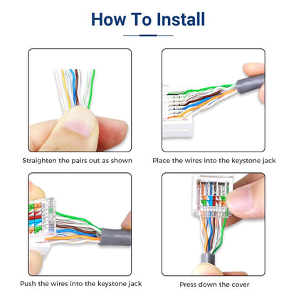 20-Pack Cat6 Tool-Less RJ45 Keystone Jack, No Punch-Down Tool Required Module Coupler (Not Compatible with Patch Panel), White