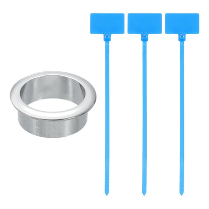 uxcell Desk Grommet, 1-3/8" (35mm) Zinc Alloy Cable Hole Cover Wire Cord Organizer with Marked Cable Ties for Home Office Desktop Wire, Silver Tone