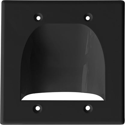 BestMounts - 1 Pack In Wall Cable Management TV Cord Hider for Wall Mounted TV - Recessed Wall Plates Cable Pass Through - Dual Gang Behind Wall Cable Management up to 8-10 Low Voltage Cords (Black)