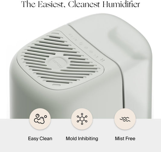 Canopy Bedside Humidifier 2.0, White, 36 HR Run Time, 2.5L Capacity - Reading Light & White Noise - Alleviate Symptoms of Allergies, Flu, Cold, Dry Skin - Humidifier, Filter, Power Cord & Adapter