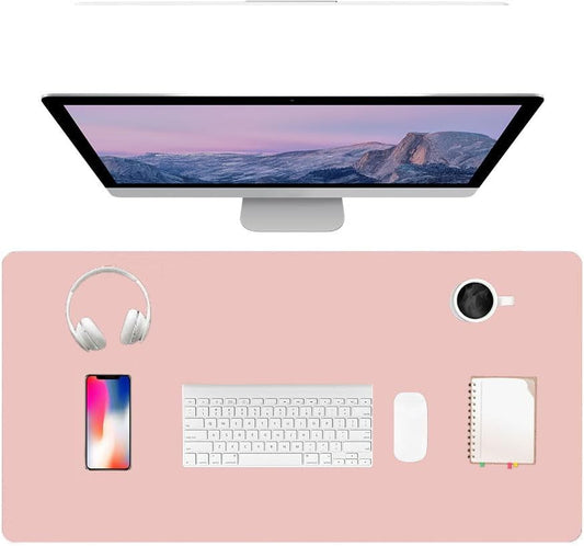PU Leather Desk Pad Protector Gaming Mouse Pad Non Slip Desk Mat for Keyboard and Mouse Waterproof Desk Writing Pad for Office and Home Desk Accessories(Pink, 23.6 * 11.8)