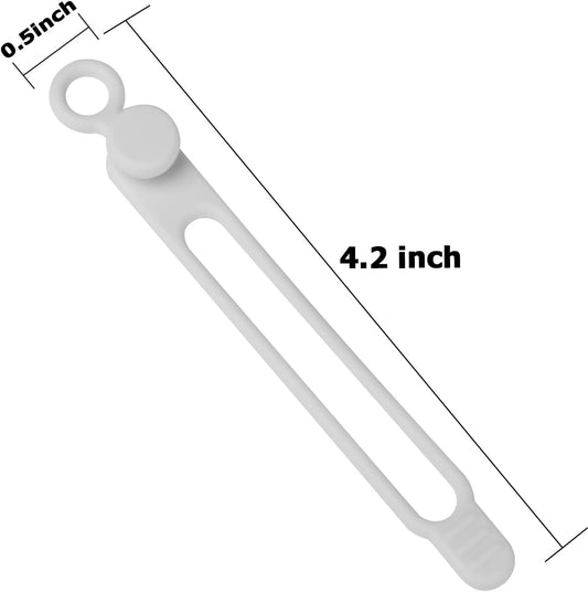 Nearockle 16Pcs Silicone Cable Straps Wire Organizer for Bundling Earphone, Phone Charger, Computer Cords, Reusable Cable Ties Cord Organizer in Home,Office,Kitchen,School(White)