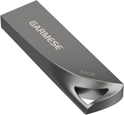 32GB USB 3.0 Flash Drive, Waterproof Metal USB Memory Stick, Slim Thumb Drive Portable Pen Drive with Keychain Hole Stylish Jump Drive for PC Computer Car - Gray