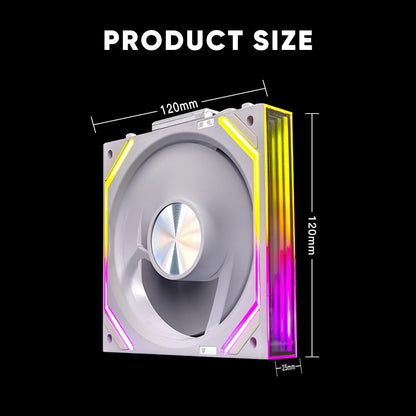 Jungle Leopard Interstellar V2 RS 120mm Case Fan Infinity Mirror Module Daisy-Chain ARGB Fan Triple Pack Suitable PC Cooling Fans 360mm AIO Cooler(White-3Pack)