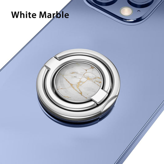Phone Grip, Phone Ring Holder Finger Kickstand, Foldable & Adjustable Double Metal Cell Phone Rings Gripper Stand for iPhone Samsung &Other Phones - White Marble
