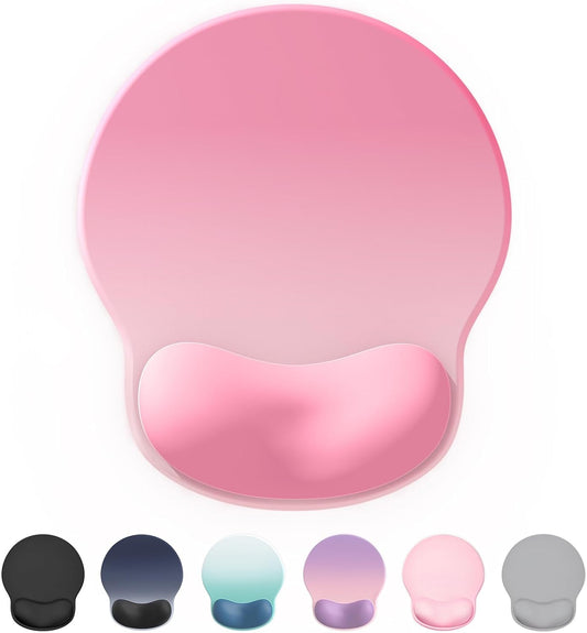 Ergonomic Mouse Pad Wrist Support, Comfortable Mouse Pad Wrist Rest, Relieve Wrist Pain Gel Mouse pad, Non-Slip Rubber Base Mousepad for Laptop, Computer(Gradient Baby Pink)