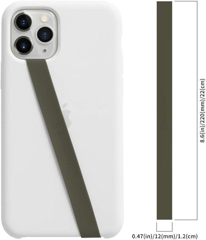 Sinjimoru Stretchable Silicone Phone Strap, Flexible and Elastic Grip Holder for iPhone & Android, Secure Phone Loops Finger Grip with Wireless Charging Support Sinji Loop Olive Grey