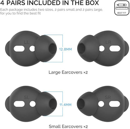 AhaStyle 4 Pairs AirPods Ear Tips Silicone Earbuds Cover Compatible with Apple AirPods (2 Pair Large & 2 Pairs Small, Black)