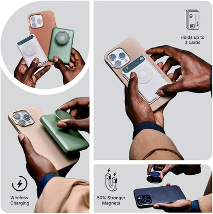 PopSockets iPhone 15 Pro Case with Phone Grip and Slide Compatible with MagSafe, Phone Case for iPhone 15 Pro, Wireless Charging Compatible - French Navy