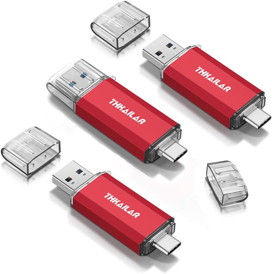 Thkailar 32GB 3 Pack USB C Memory Stick OTG USB 3.1 Thumb Drive Compatible with Android Phone,MacBook Pro,Laptops,Tablets,PC