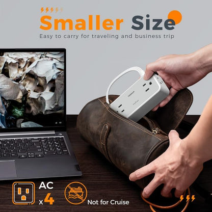 Surge Protector Power Strip, TESSAN Flat Plug Extension Cord 10 FT with 4 Wide Spaced AC Outlets, 900J Protection, Wall Mountable Charging Station for Home Office School Dorm Room Essentials