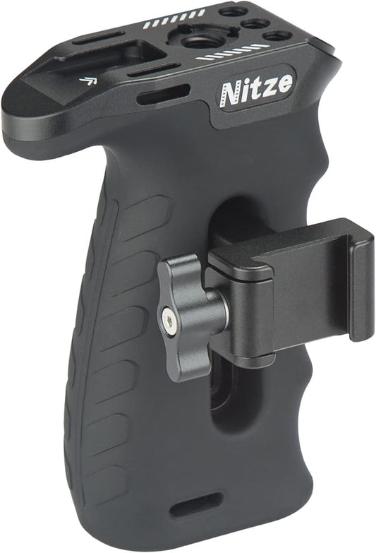Nitze Ergonomic NATO Side Handle with NATO Calmp, Up/Down and Left/Right Adjustable, Rubberized Aluminum Camera Side Handle Camera/Monitor Cages - PA29C