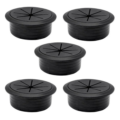 5 Pcs Desk Grommet 2-3/8" / 60 mm, Desk Hole Cover for Cables Black, Cable Grommet ABS Plastic, Desk Hole Grommet for Home & Office Pc, Detachable Cable Cord Organizer