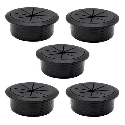 5 Pcs Desk Grommet 2-3/8" / 60 mm, Desk Hole Cover for Cables Black, Cable Grommet ABS Plastic, Desk Hole Grommet for Home & Office Pc, Detachable Cable Cord Organizer
