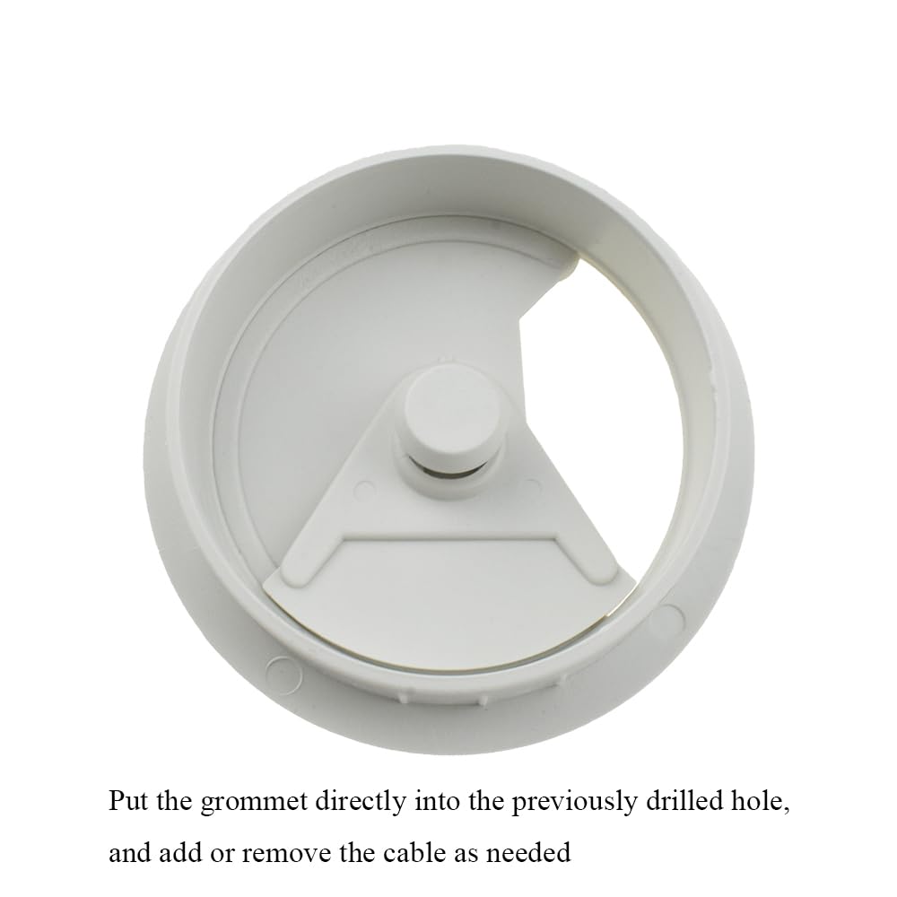 HAHIYO 2Pcs 2.4Inch/60mm White ABS Plastic Sector-Shaped Desk Grommet Wire Grommet Cable Management Cord Hole Cover Desk Wire Hole Insert Wire Organizer for Computer Office Home Equipment System