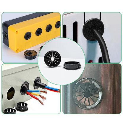 4PCS Cable Grommets, 2-9/16"(65mm) Desk Hole Cover Petal Shaped Buckle Type Nylon Snap Bushing Grommet, Wire Hole Cover Insert for Cables and Cords Management and Protection of Cabinet, Black