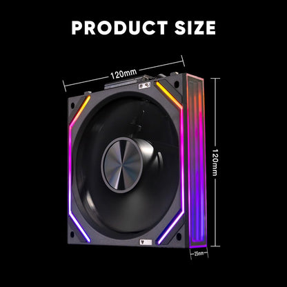 Jungle Leopard Interstellar V2 RS 120mm PC Reverse Blade Case Fan Infinity Mirror Module Daisy-Chain ARGB Fan Triple Pack Suitable Computer Cooling Fans 360mm AIO Cooler(Black-3Pack)