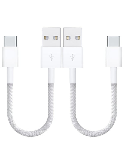 [1ft 2-Pack] Woven USB-C Cable for Apple iPhone 16 Pro Max Charger MFi Certified Short CarPlay USB to USB C Cord Fast Charging for 16Plus/15 Pro Max/15Pro/16 Pro/16/15/Airpods Pro 2/iPad Air (White)