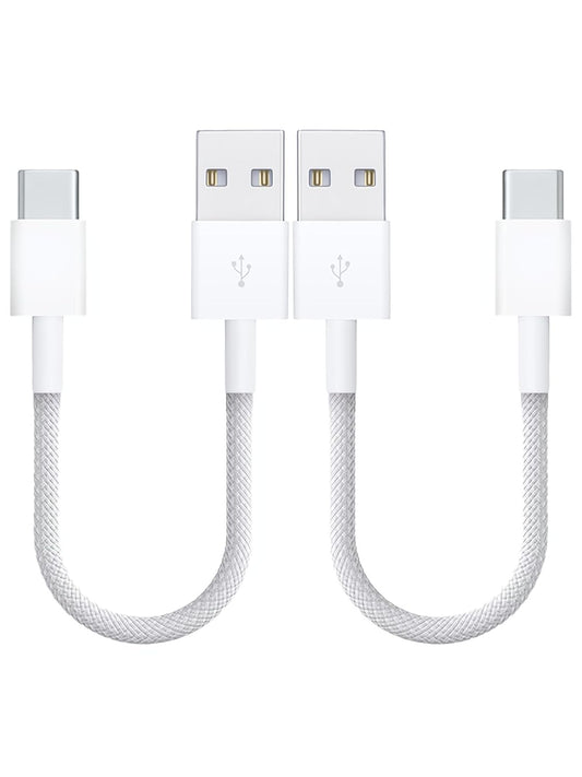 [1ft 2-Pack] Woven USB-C Cable for Apple iPhone 16 Pro Max Charger MFi Certified Short CarPlay USB to USB C Cord Fast Charging for 16Plus/15 Pro Max/15Pro/16 Pro/16/15/Airpods Pro 2/iPad Air (White)