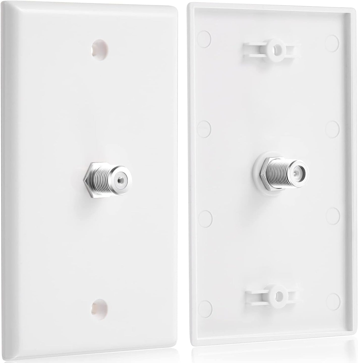 1-Port TV Cable Wall Jack F Connector Coax Video Jack Single Gang Wall Plates (White, 8 Pcs)