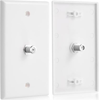 1-Port TV Cable Wall Plate F Connector Wall Plate Coax Wall Plate Video Wall Jack Single Gang Wall Plates (White, 16 Pcs)