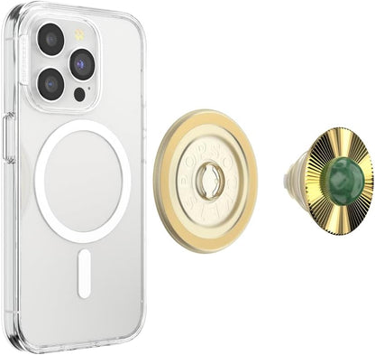 PopSockets Phone Grip for MagSafe with Kickstand, Magnetic Stand, Swappable Top, Secure Hold for iPhone MagSafe Cases, Phone & Tablet Grip, Cute PopSockets - Gem Brooch Jade