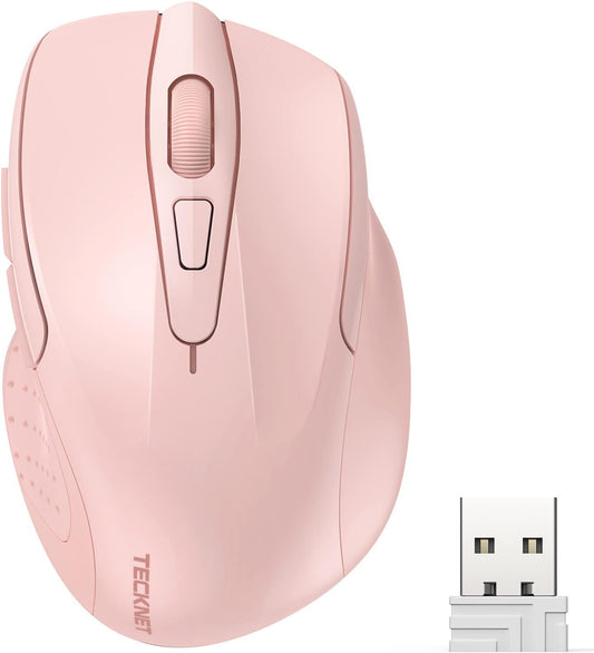 TECKNET Wireless Mouse, 2.4G Ergonomic Optical Mouse, Computer Mouse for Laptop, PC, Computer, Chromebook, Notebook, 6 Buttons, 24 Months Battery Life, 4000 DPI, 6 Adjustment Levels