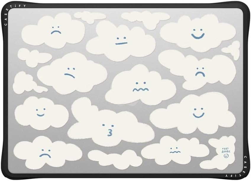 CASETiFY Impact MacBook Air 13.6" (M2-M4) Case [Cushioned Impact Corners/Scratch-Resistant/Anti-Slip Grip] - Cute Clouds - Clear Black