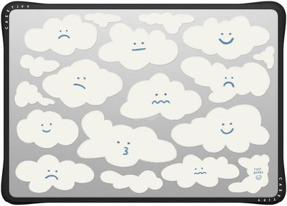 CASETiFY Impact MacBook Air 13.6" (M2-M4) Case [Cushioned Impact Corners/Scratch-Resistant/Anti-Slip Grip] - Cute Clouds - Clear Black