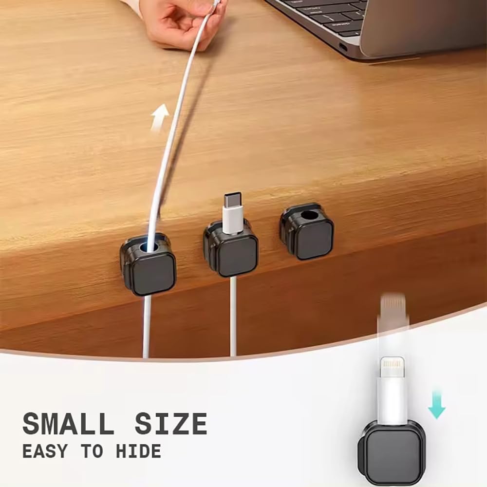 Generic 6 Pack Magnetic Cord Holder, Adhesive Wire Organizer, Under Desk Cable Clip Management, Cord Keeper Organizer for Office Home Desk Wall Nightstand (White)