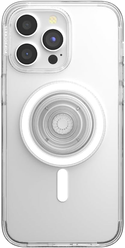 PopSockets Phone Grip Case for iPhone 15 Pro Max - Clear MagSafe Compatible Wireless Charging