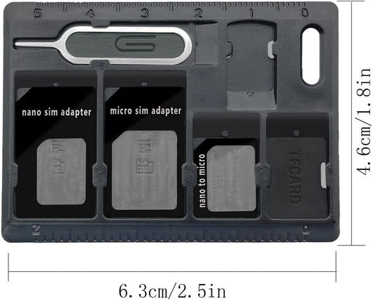 1 Pack SIM Card Holders with Tray Opener Pins, Card Storage Tool Set for Standard Micro Nano Micro-SD Memory Cards, with 3 Card Adapters and 1 Eject Pins - Black