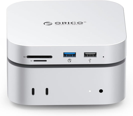 ORICO MiniMate SE Mac mini M4 4TB Storage & Docking Station, External SATA SSD (Non-Removable) 5Gbps(480MB/s), USB A*4, USB-C, SD/TF 3.0, 3.5mm Audio, Includes 2 Cables – M4SE
