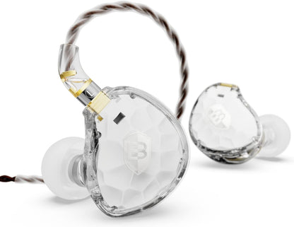 BASN ASONE 14.2mm Planar Diaphragm Driver in-Ear Monitors Earphone with Two Detachable MMCX Cables for Musicians Drummers Bass Players Singers (White)